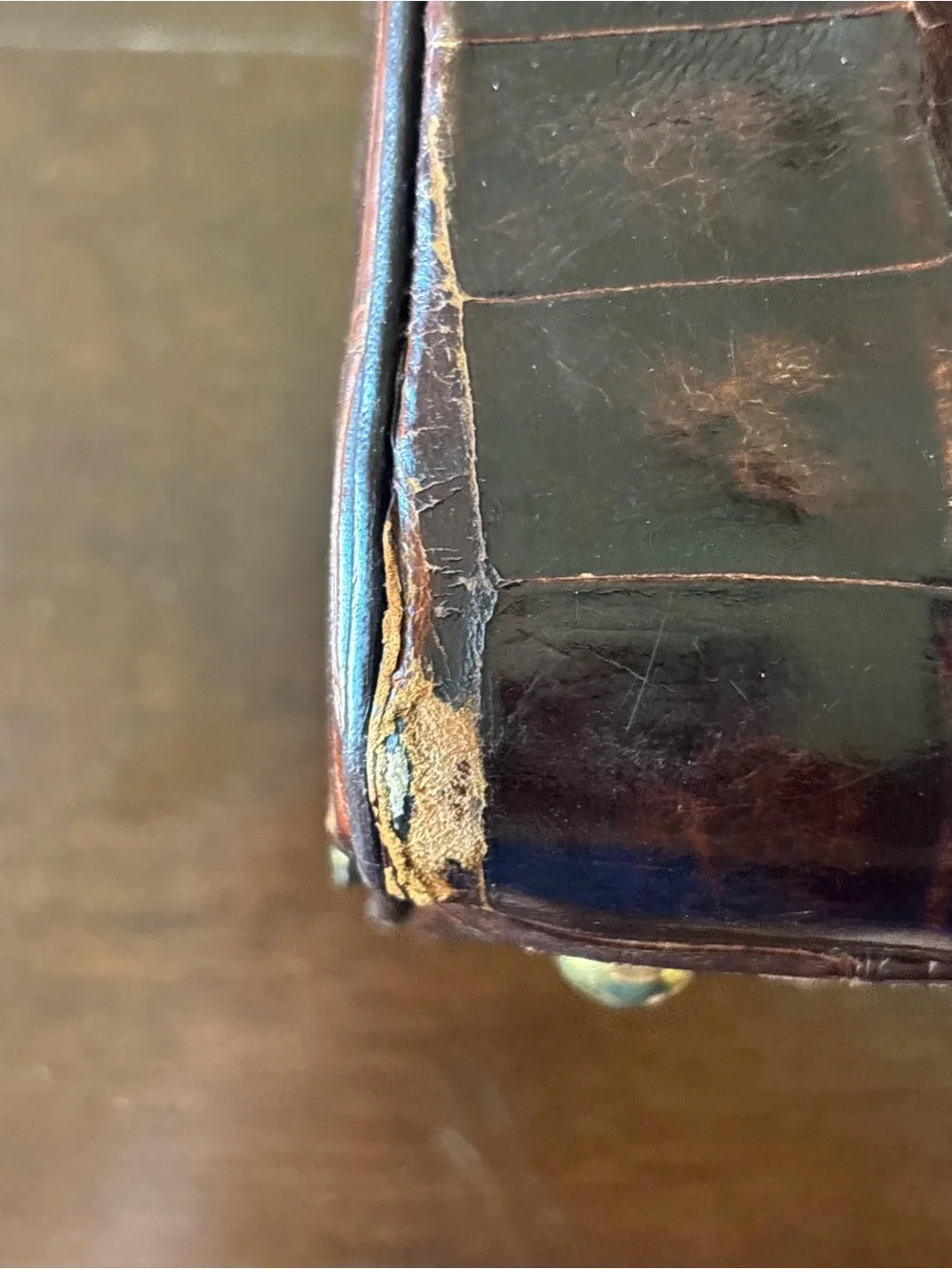 Vintage 1950s Genuine Alligator Skin Top Handle Box Bag